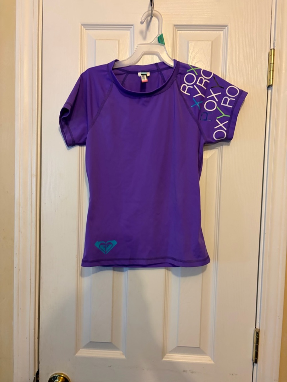 Roxy Purple Girl's👧🏻Whole Hearted Short Sleeve Rashguard (Big Kids)Sz L